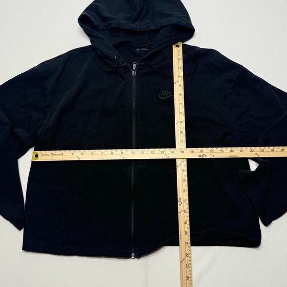 Nike Black Full Zip Hoodie No Size Tag (Cropped Boxy Fit) - Picture 4 of 5